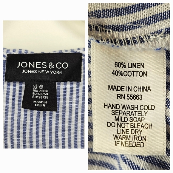 Like New Jones New York Linen Blend Shirt Plus Size 3X Hooded Jacket Coastal - Picture 8 of 9